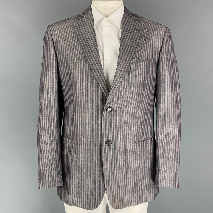 VERSACE COLLECTION Size 44 Regular Lavender Pink Stripe Sport Coat