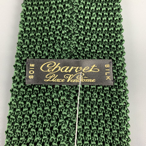 CHARVET Knitted Forest Green Textured Silk Tie