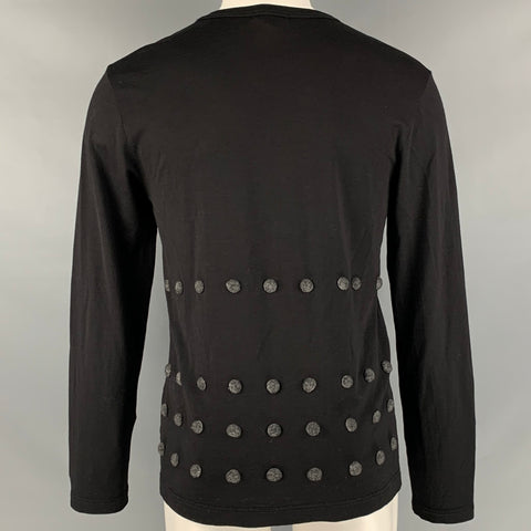 COMME des GARCONS HOMME PLUS Size S Black Grey Applique Jersey Pullover