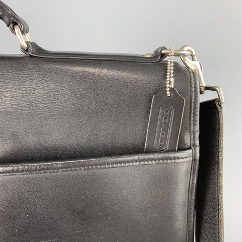 COACH Black Leather Shoulder Strap Double Closure Briefcase