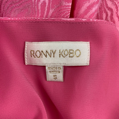 RONNY KOBO Size S Pink Silk Blend One Shoulder Dress
