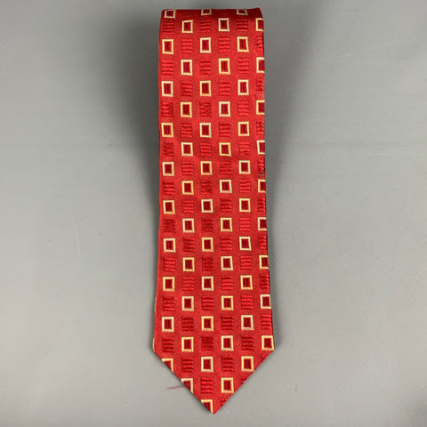 ERMENEGILDO ZEGNA Red White Squares Silk Tie