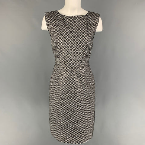 MARC JACOBS Talla 4 Vestido recto con lentejuelas de seda gris y negro