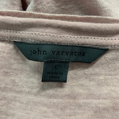 JOHN VARVATOS Size L Pink Heather Linen V-Neck T-shirt