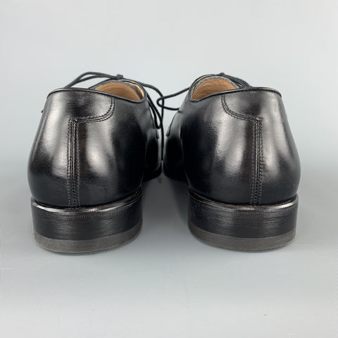 CALZOLERIA HARRIS Size 10 Black Leather Square Toe Dress Shoe