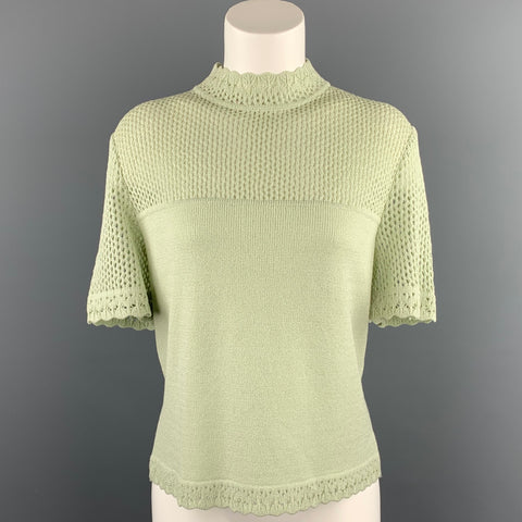 ST. JOHN Size M Green Knit Short Sleeve Top