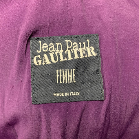 JEAN PAUL GAULTIER Femme Size M Black Leather Sheep Skin Turtleneck Fur Collar Jacket