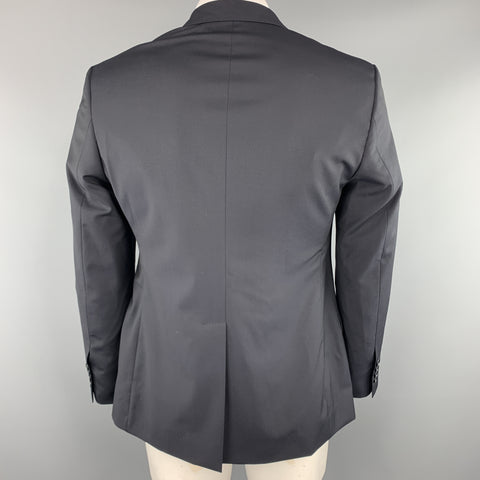 DOLCE & GABBANA Size 42 Navy Nailhead Wool Peak Lapel Sport Coat