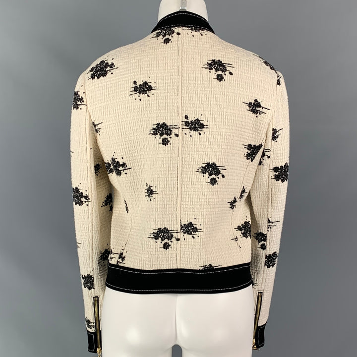 DEREK LAM Size 6 Cream Black Marbled Boucle Cotton Jacket
