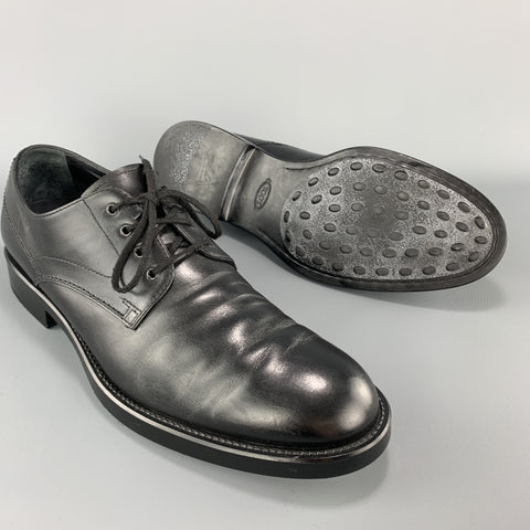 TOD'S Zapatos de vestir Derby con suela de goma y cordones de cuero negro talla 11