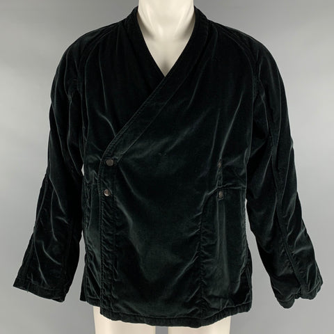 NEEDLES Chaqueta cruzada de rayón de algodón fruncida negra talla M