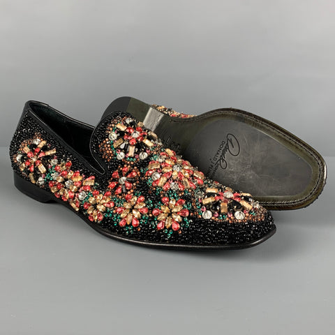 DONALD J PLINER SIGNATURE Size 9.5 Multi-Color Encrusted Leather Slip On Loafers