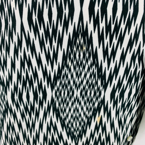ETRO Size XL Black White Zig Zag Cotton Button Up Short Sleeve Shirt