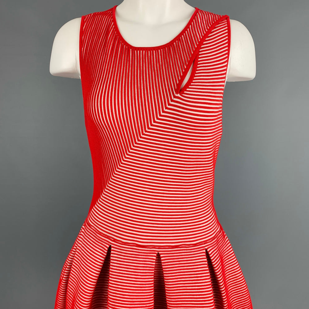 fitted lace wedding dress EMPORIO ARMANI Size 6 Red White Viscose Blend Stripe Pleated Dress – Sui  Generis Designer Consignment