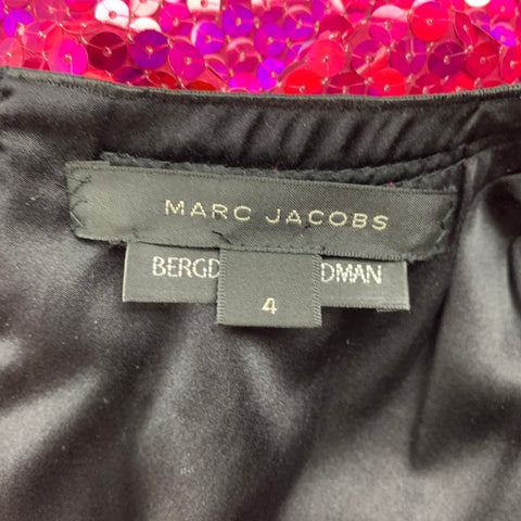 MARC JACOBS Size 4 Red Purple Polyester Sequined Shift Dress