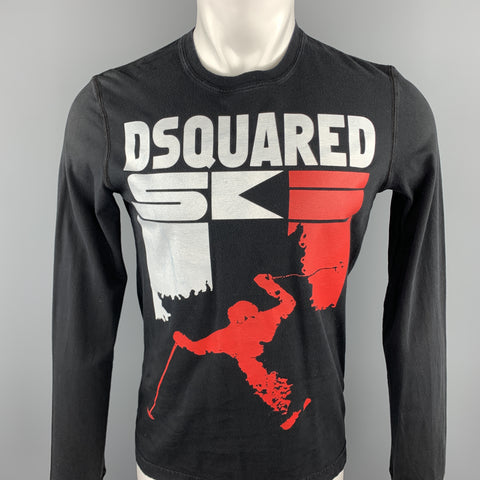 DSQUARED2 Size S Black Graphic Cotton Crew-Neck Pullover