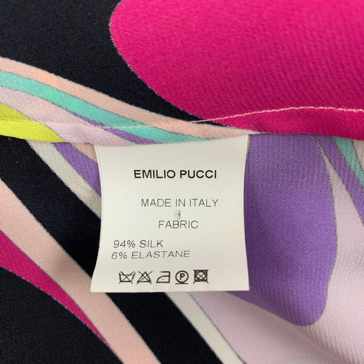 EMILIO PUCCI Size 6 Multi-Color Silk Abstract Button Down Blouse