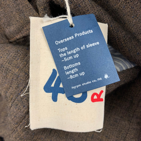 45rpm Size XXL Brown & Navy Cotton Notch Lapel Jacket