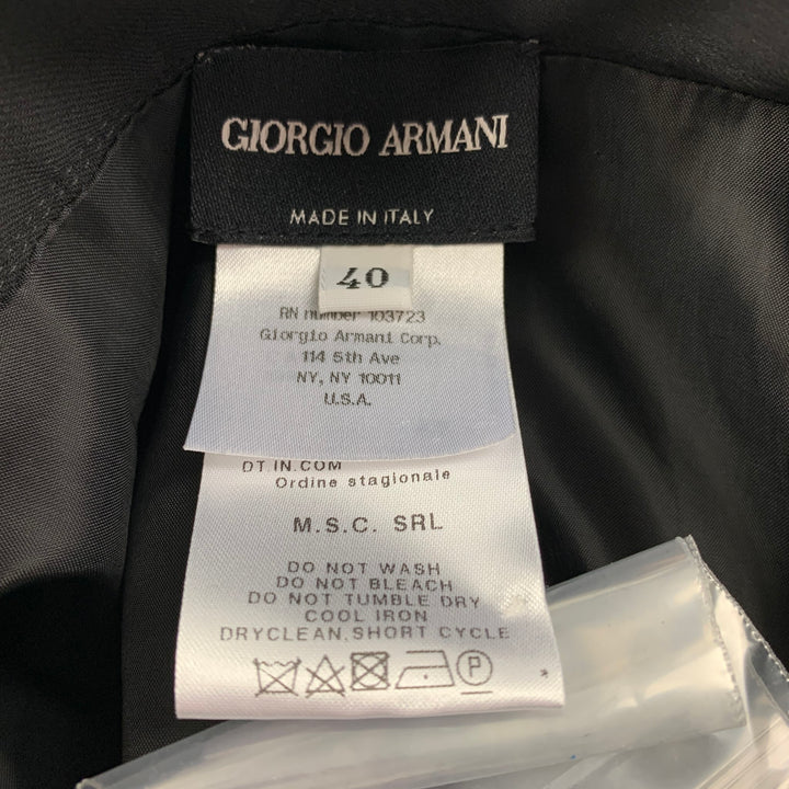 GIORGIO ARMANI Size 4 Black Wool Pleated Below Knee Skirt