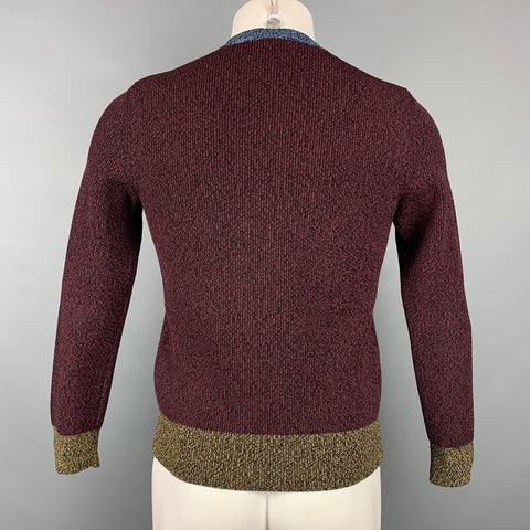 VALENTINO Talla XS Jersey con cuello redondo en mezcla de viscosa jaspeada en color burdeos y negro