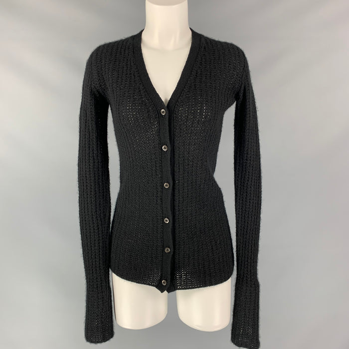 PRADA Size 2 Black Textured Cardigan