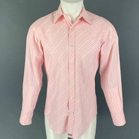 TED BAKER Camisa de manga larga con botones de algodón a rayas rosas talla M