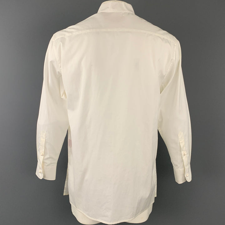 SHANGHAI TANG Size M White Cotton Nehru Collar Long Sleeve Shirt
