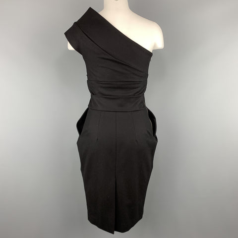 LA PETITE S***** Talla 0 Vestido de cóctel de un hombro en mezcla de lana virgen negro