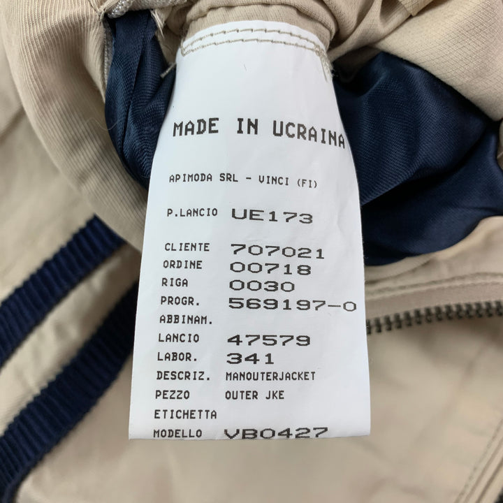 EMPORIO ARMANI Size 42 Khaki & Navy Cotton Blend Zip Up Jacket