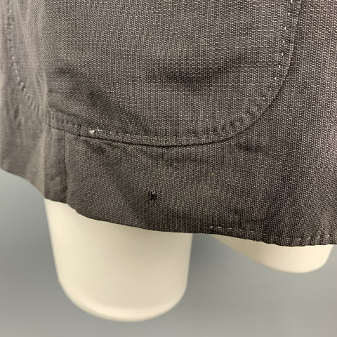 MAISON MARGIELA Size 40 Dark Gray Linen / Cotton Notch Lapel Patch Pockets Sport Coat