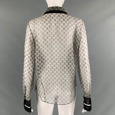 ELIZABETH and JAMES Size M Black White Checkered Casual Top