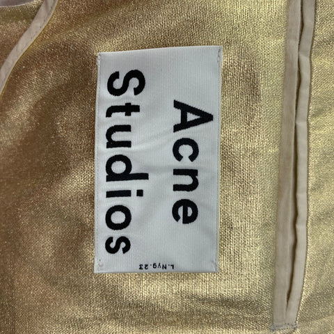 ACNE STUDIOS Size 36 Gold Metallic Linen Notch Lapel Sport Coat