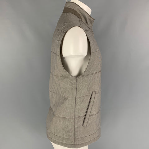 ERMENEGILDO ZEGNA Talla 42 Chaleco reversible de seda y lana acolchado gris topo