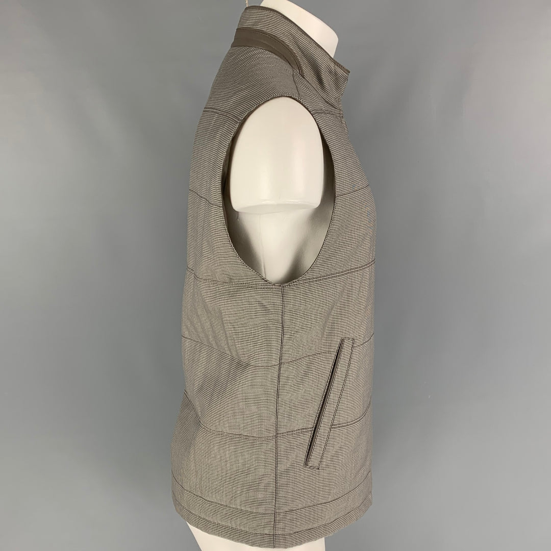ERMENEGILDO ZEGNASize 42 Taupe Grey Quilted Wool  Silk Reversible Vest