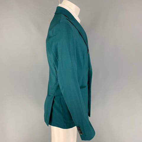 BARENA Taille 38 Manteau de sport à revers en laine sarcelle