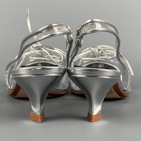 MARC JACOBS Size 8.5 Silver Leather Metallic Slingback Pumps
