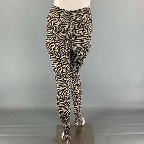 MAISIE WILEN Talla XS Negro Beige Mezcla de poliamida Veteado YS302 Leggings