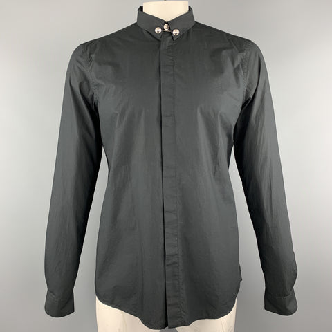 VERSUS by GIANNI VERSACE Talla M Camisa de manga larga de algodón liso negro