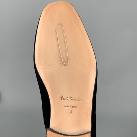 PAUL SMITH Size 9 Black Embroidery Velvet Slipper Loafers