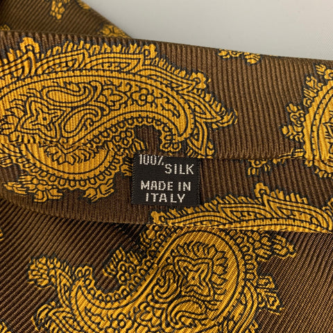 KITON Brown Mustard Paisley Silk Tie