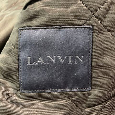 LANVIN Size 36 Black Solid Leather Biker Coat