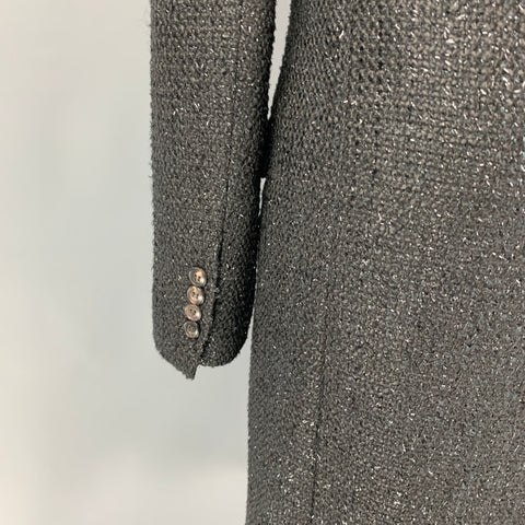 AMIRI Taille M Manteau à patte cachée en tweed mélangé de polyester noir