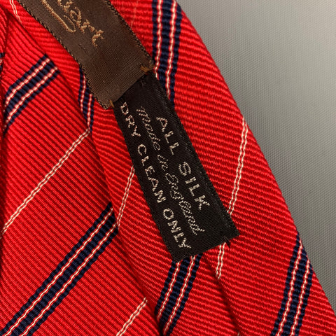PAUL STUART Red Black White Diagonal Stripe Silk Twill Tie