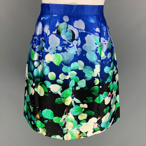 OSCAR DE LA RENTA 2012 Size 4 Multi-Color Silk / Cotton Abstract Skirt