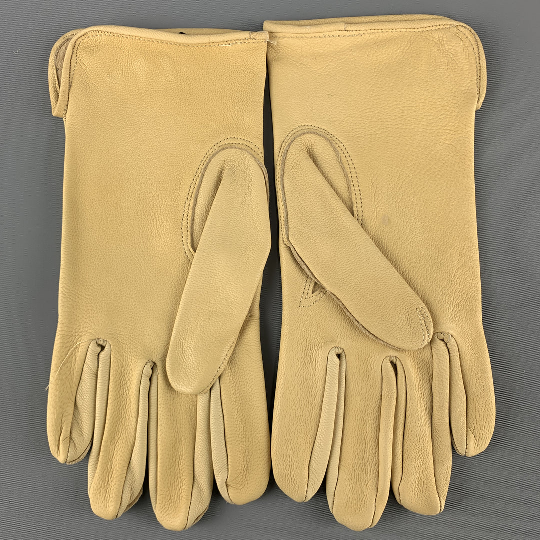 VINTAGE Size 9 Khaki Leather Table Cut Gloves