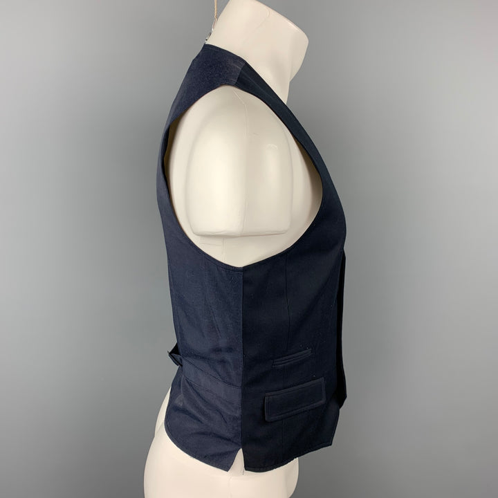 SHADES OF GREIGE by MICAH COHEN Size S Black & Navy Polyester Blend Vest