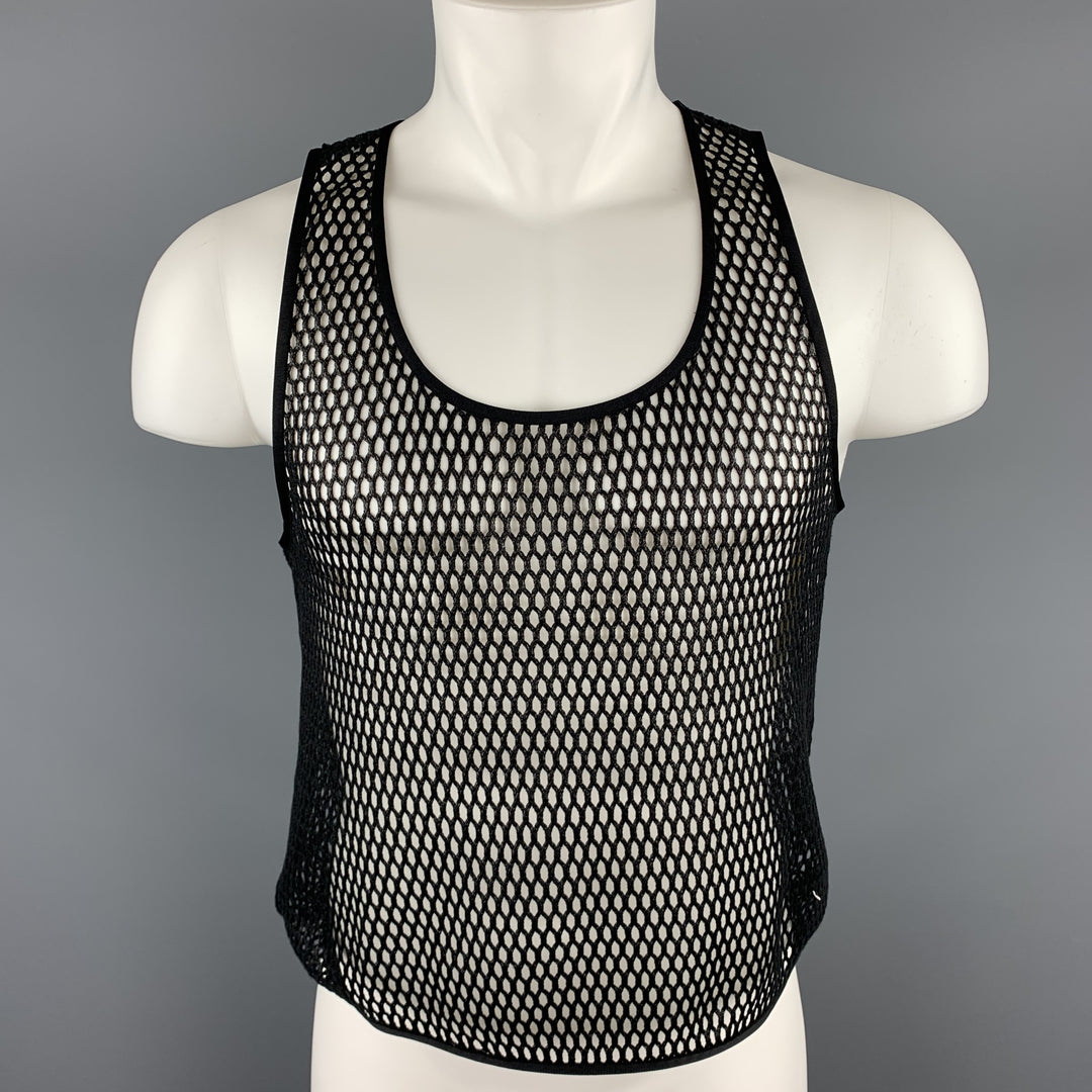 SAINT LAURENT Black Mesh Casual Tank Top