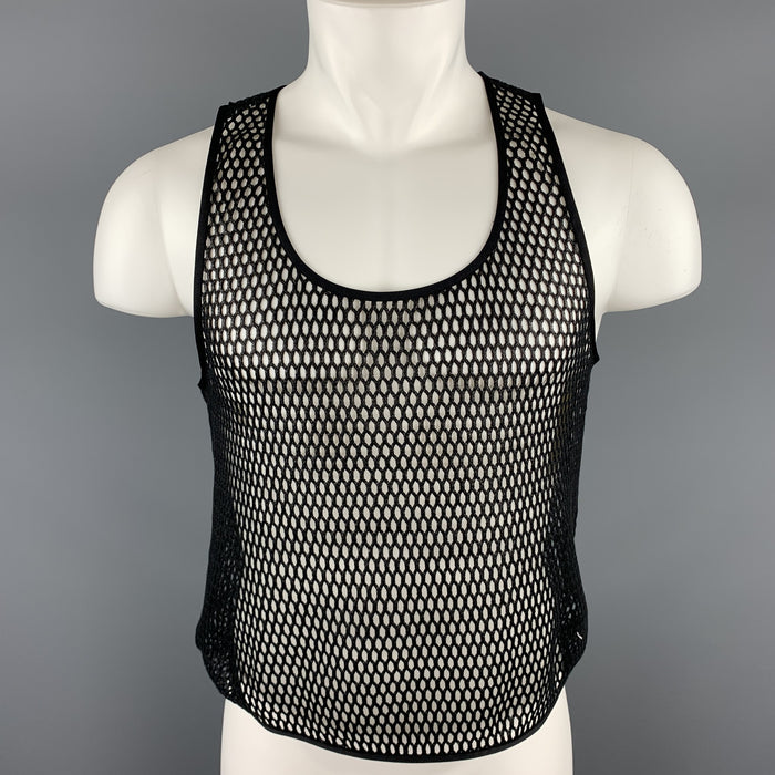 SAINT LAURENT Black Mesh Casual Tank Top