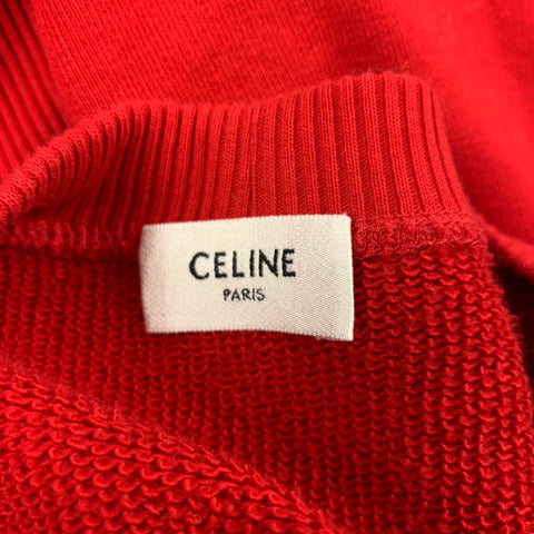 CELINE Size S Red Cotton Crew-Neck Pullover