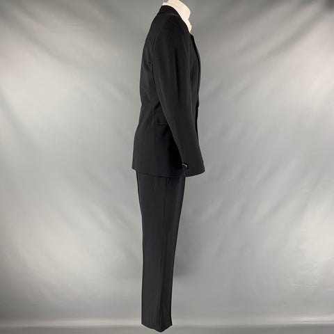 DIRK BIKKEMBERGS  Size 40 Black Solid Wool  Elastane Notch Lapel Suit